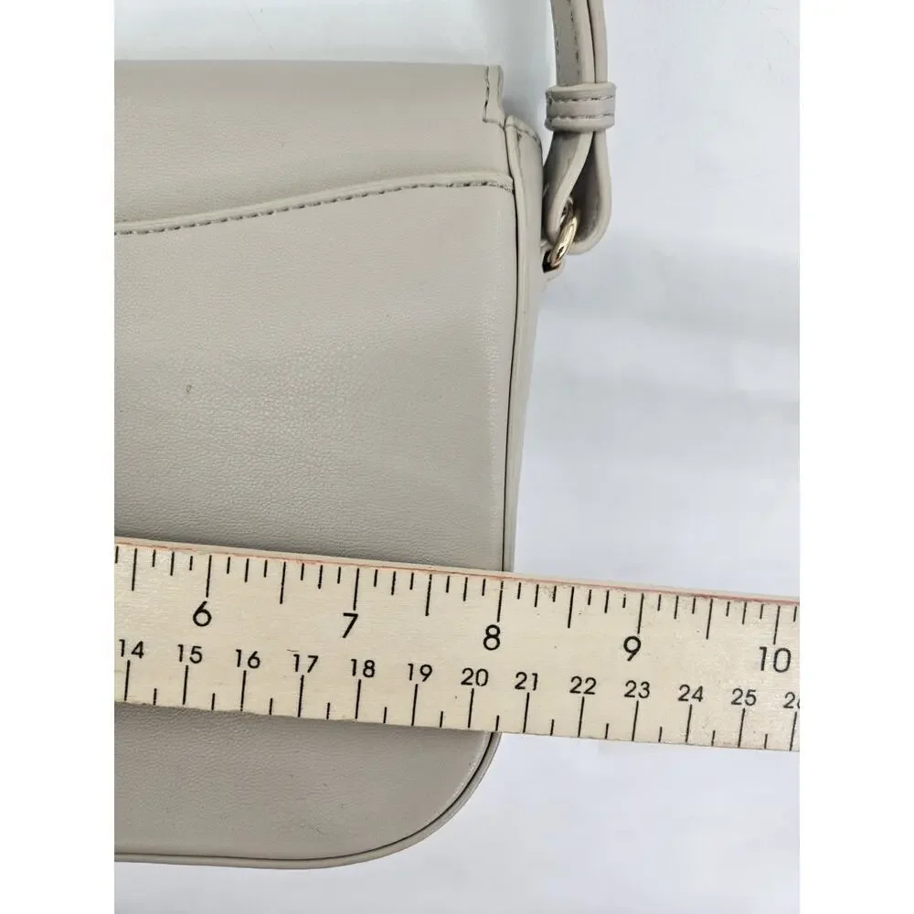 LOFT Modern Shoulder Bag Cream Faux Leather Purse Chic Elegant Cocktail Party